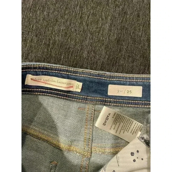 Anthropologie Pilcro & The Letterpress Blue Hi-Rise Ankle Jeans 25 Medium Wash - Picture 3 of 5
